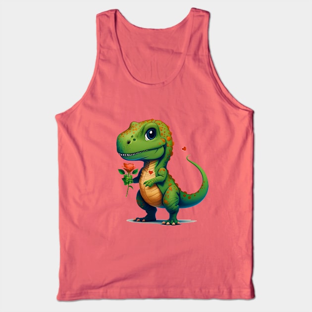 T Rex Dinosaur For Girls Kids Cute Tank Top by Pine Hill Goods